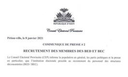 Le Conseil Electoral Provisoire lance le processus de recrutement pour les membres des BED et des BEC