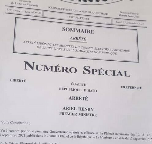 Le PM Ariel Henry licencie les membres du Conseil Électoral Provisoire