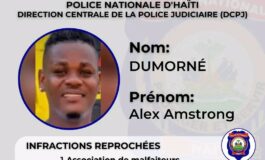 Avis de recherche contre le présumé chef de gang Alex Amstrong Dumorné