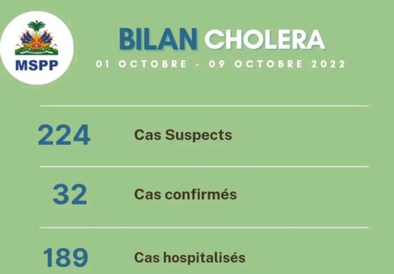 Haïti-Choléra : 16 décès, 32 cas confirmés et 224 cas suspects selon le dernier bilan du MSPP