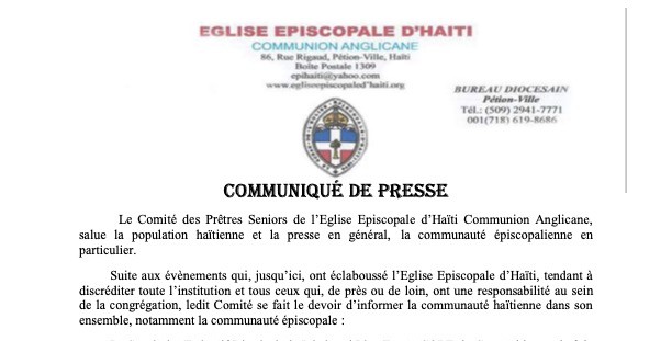 Église épiscopale d’Haïti : un comité ad hoc est constitué pour prendre la direction de l’église 