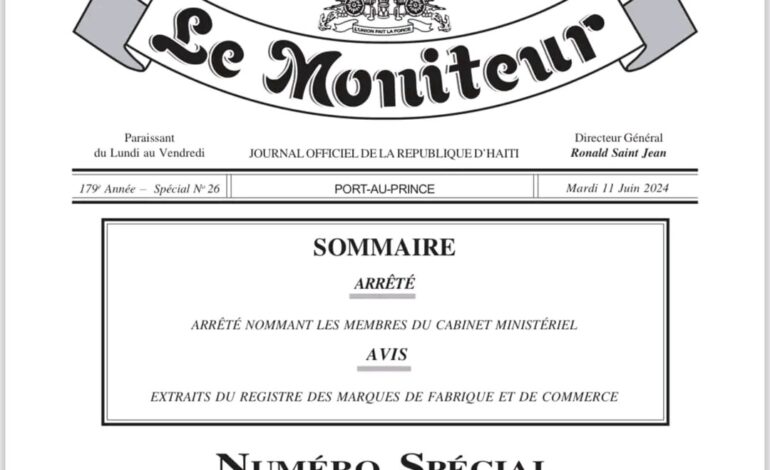 Publication de l’arrêté nommant les membres du cabinet ministériel 